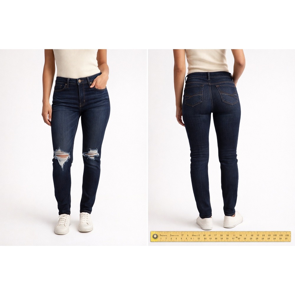 American Eagle Next Level Stretch Skinny Jeans Dark Wash Distressed Ripped 28x26